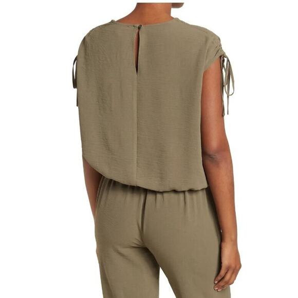 COMO VINTAGE NEW $30 Airflow Ruched Sleeve Top in Dusty‎ Olive XL - Picture 2 of 3